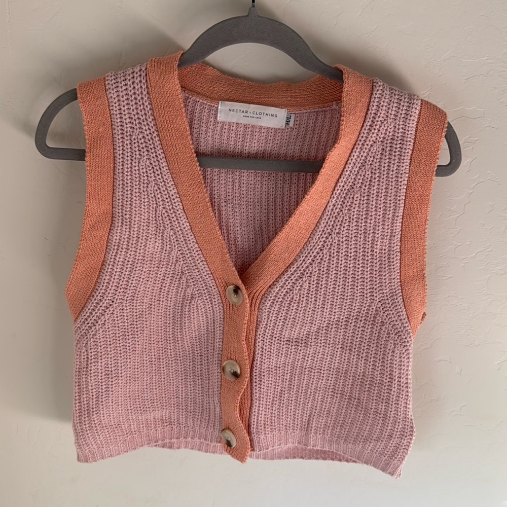 Peach and pink sweater vest